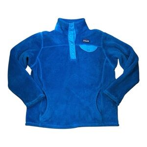 Patagonia Girl’s Size Medium 10 Quarter Button Blue Fleece Pullover